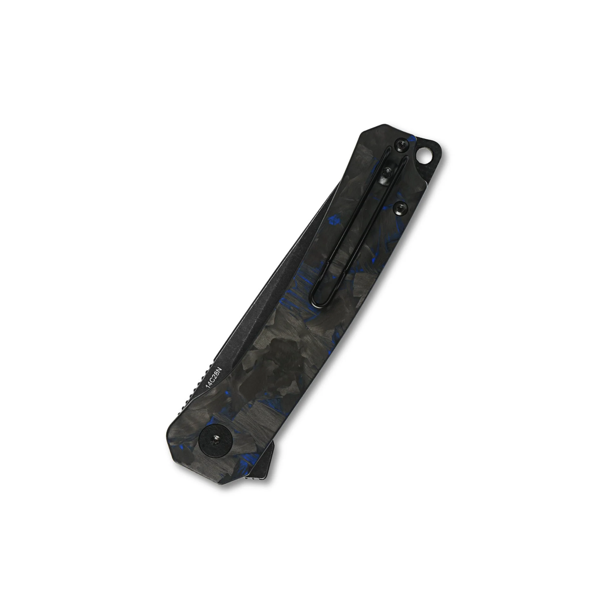 QSP Osprey Liner Lock Pocket Knife 14C28N Blade Blue Shredded CF Overlay G10 Handle - Image 6