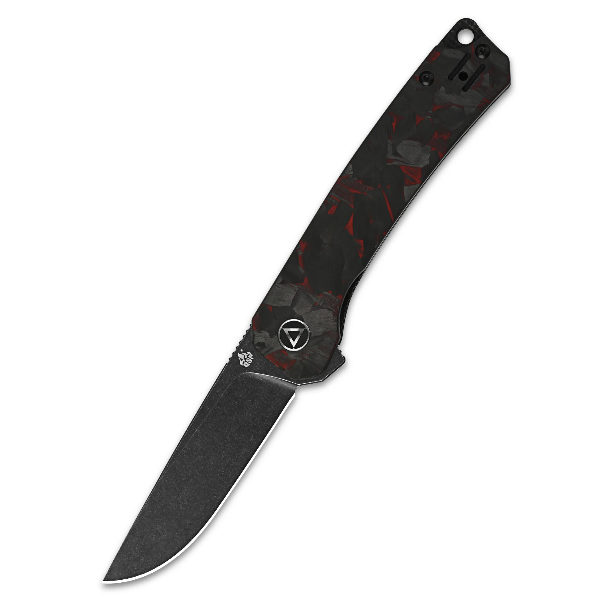 QSP Osprey Liner Lock Pocket Knife 14C28N Blade Red Shredded CF Overlay G10 Handle - Image 5