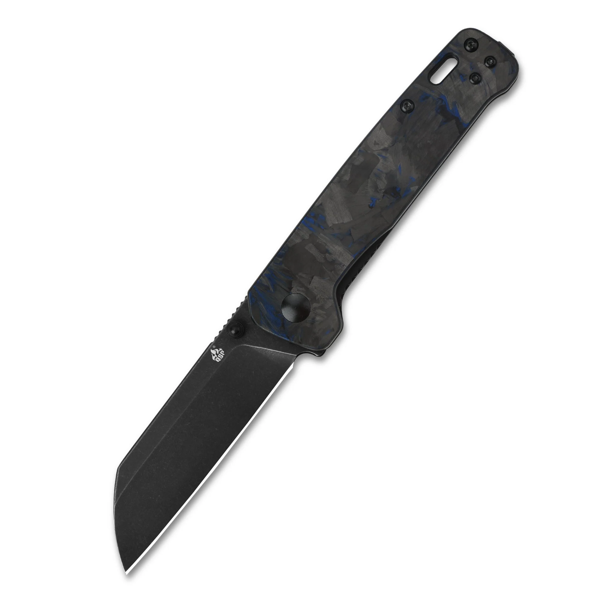 QSP Penguin Liner Lock Pocket Knife D2 Blade Blue Shredded CF overlay G10 Handle - Image 8