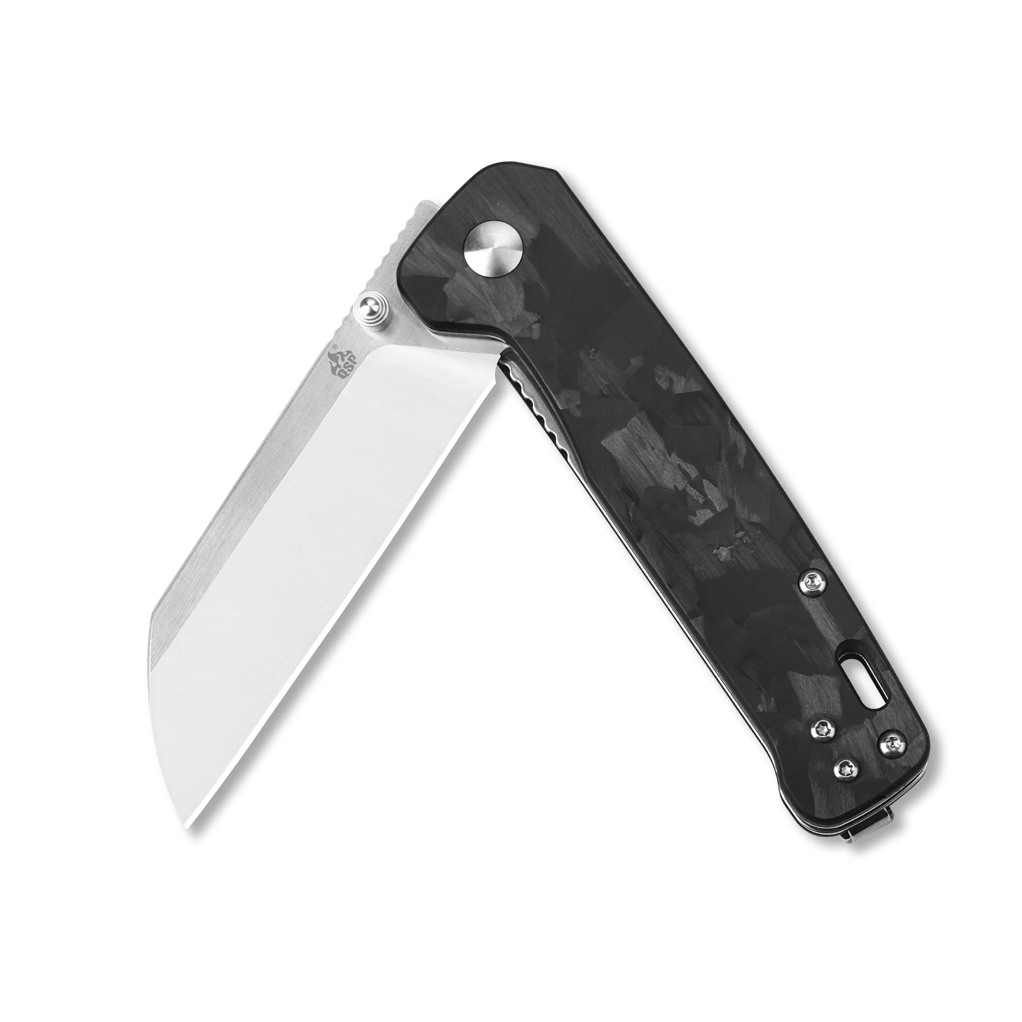 QSP Penguin Liner Lock Pocket Knife D2 Blade Black Shredded CF overlay G10 Handle - Image 3