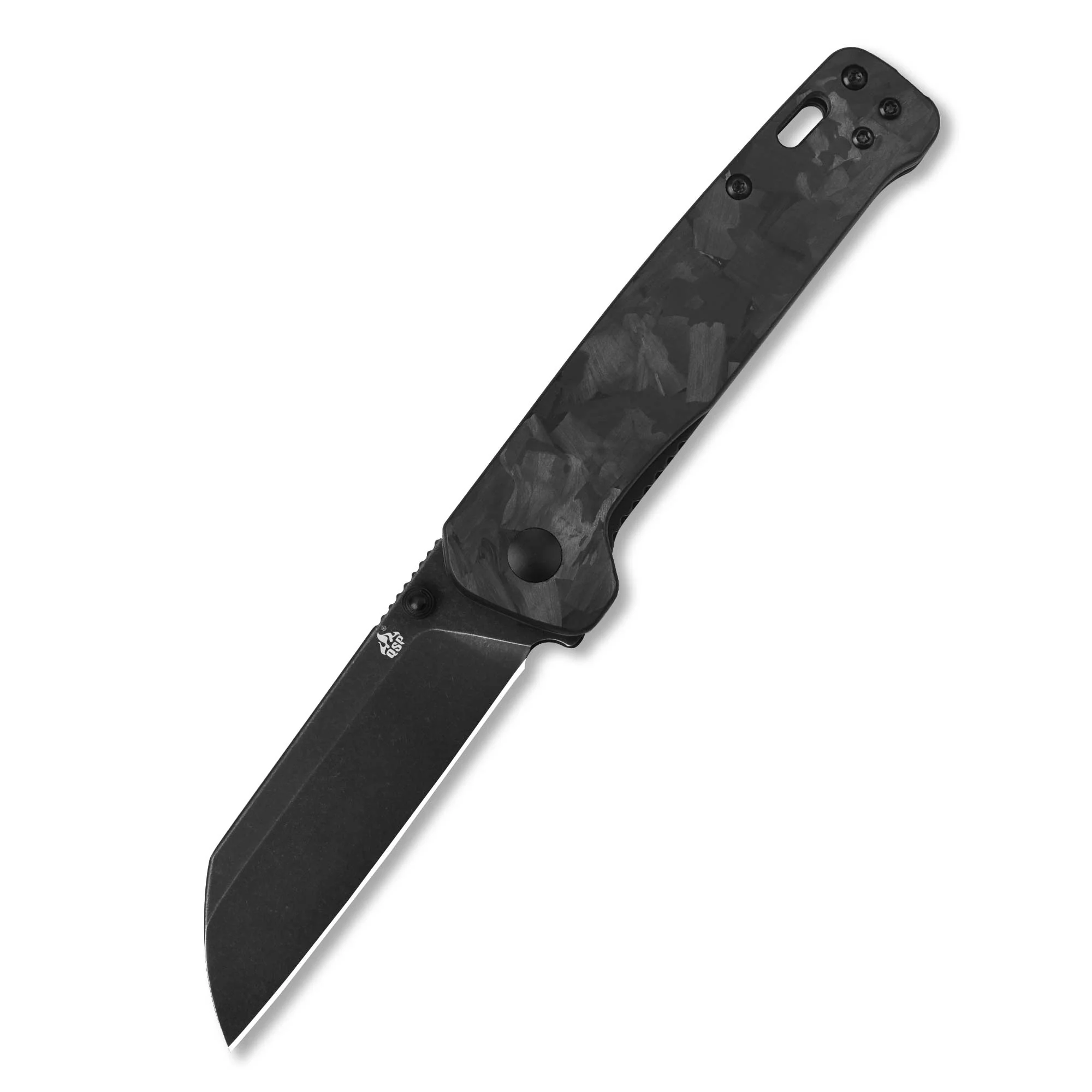 QSP Penguin Liner Lock Pocket Knife D2 Blade Black Shredded CF overlay G10 Handle - Image 5