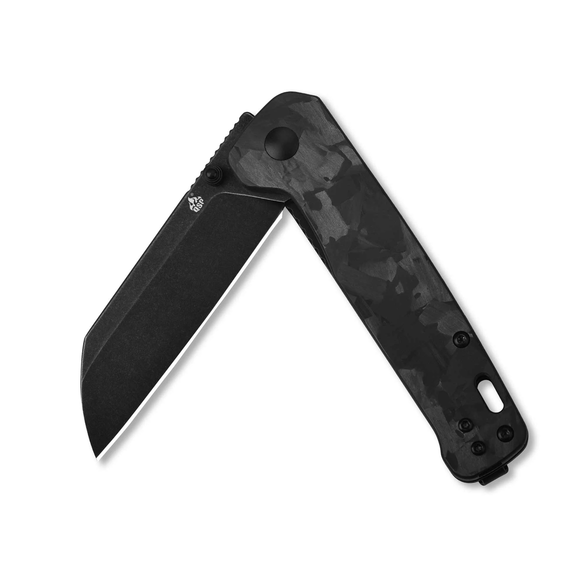 QSP Penguin Liner Lock Pocket Knife D2 Blade Black Shredded CF overlay G10 Handle - Image 7