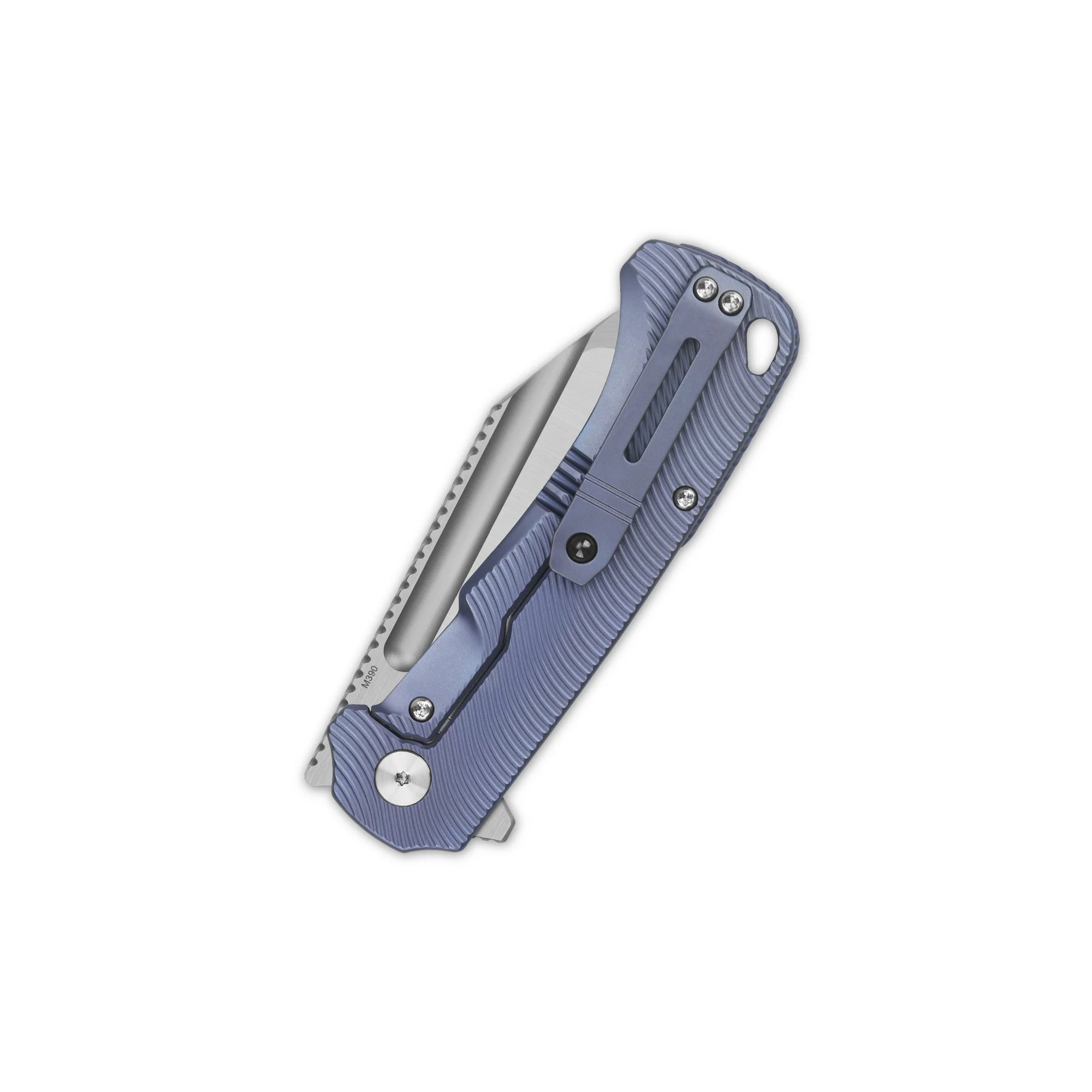 QSP Rhino Pocket knife Böhler M390 Compound blade Texture Titanium handle - Image 10