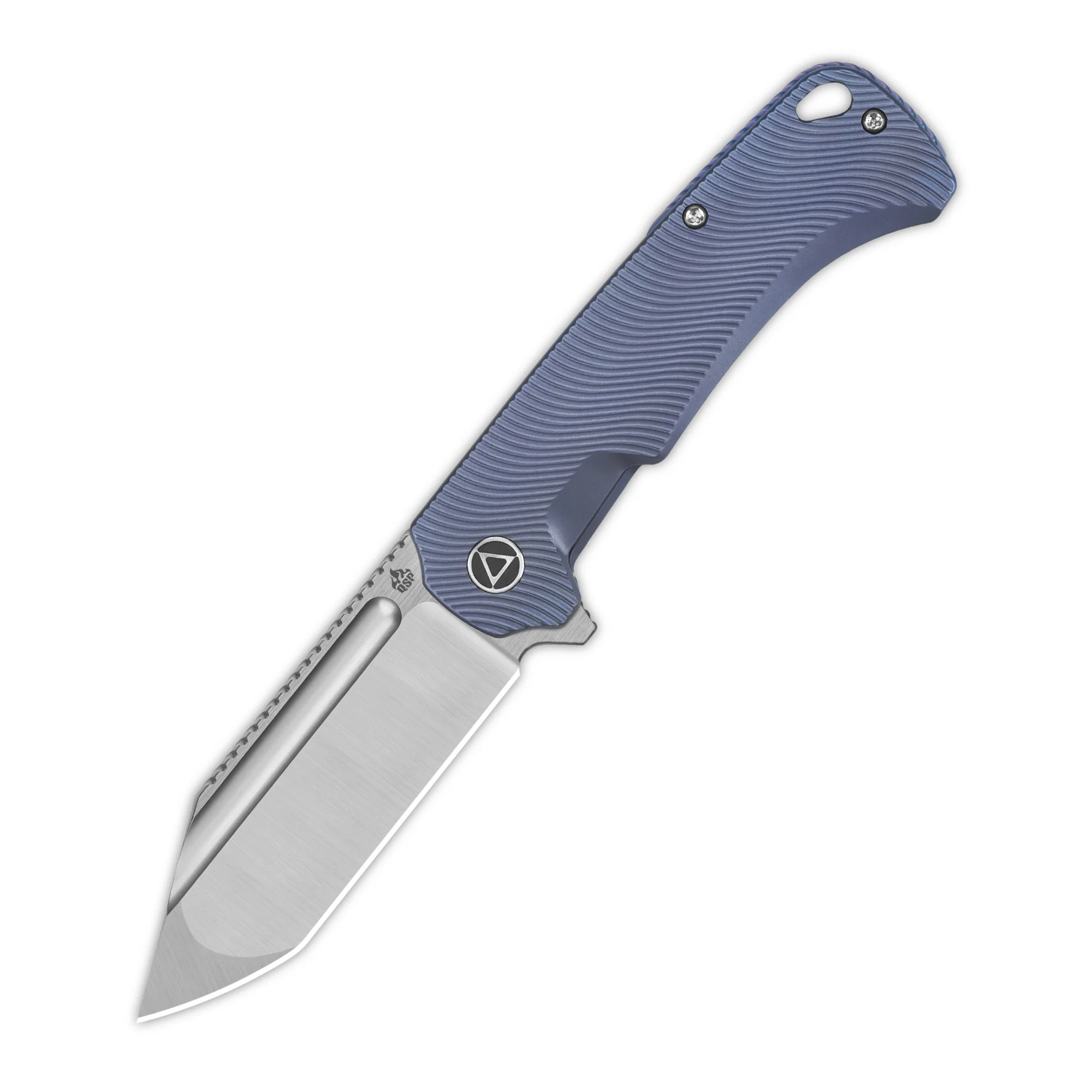 QSP Rhino Pocket knife Böhler M390 Compound blade Texture Titanium handle - Image 9