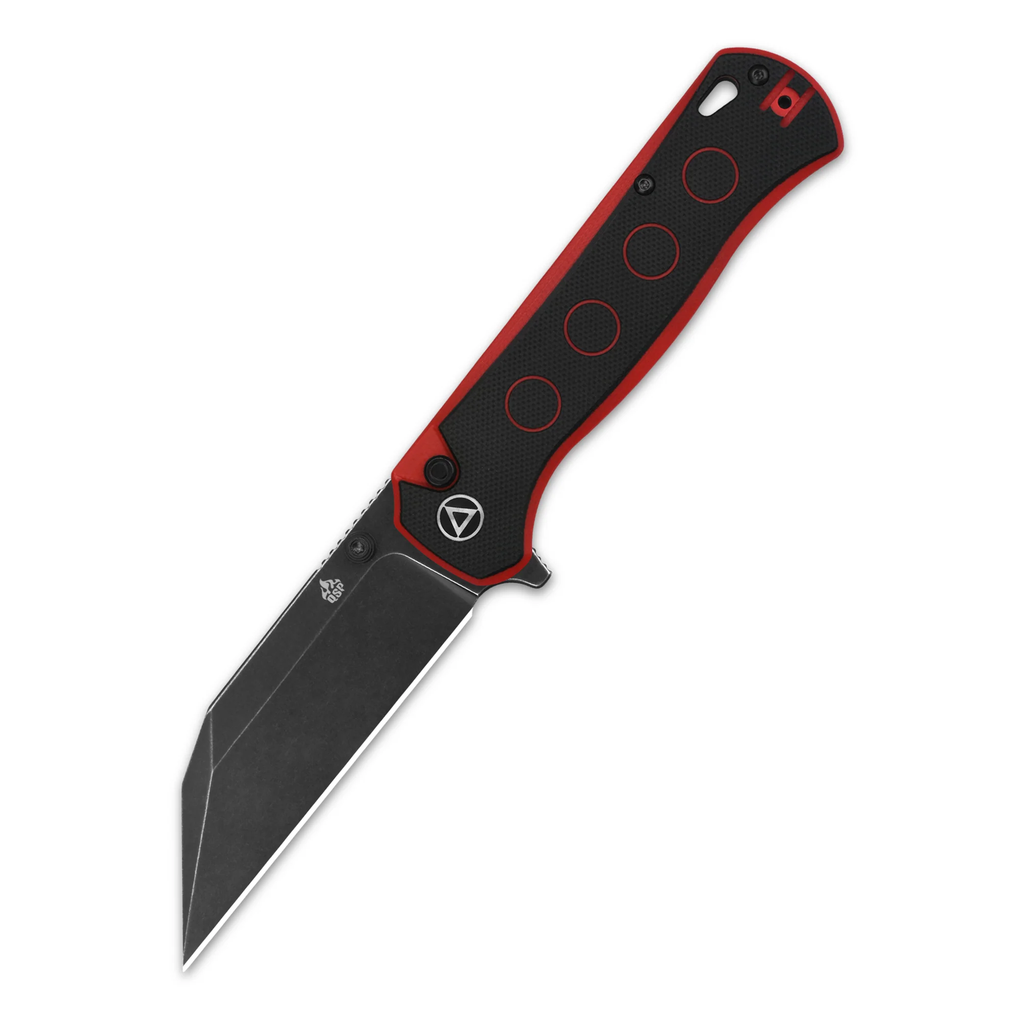 QSP Swordfish Button Lock Pocket Knife 14C28N blade Black/Red G10 handle - Image 5
