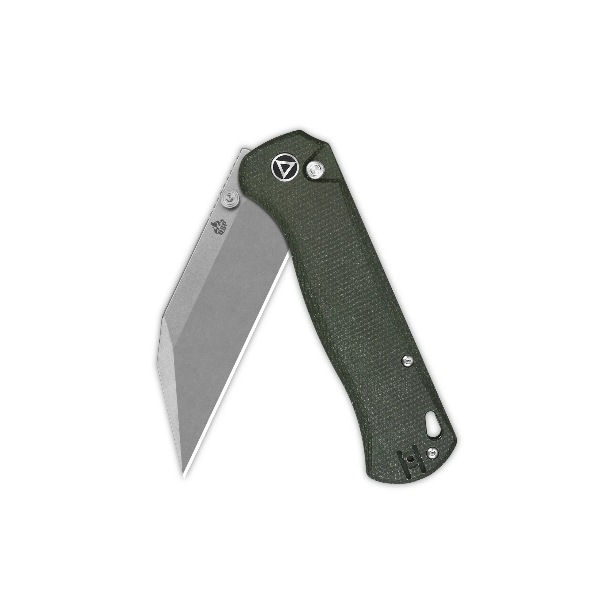 QSP Swordfish Button Lock Pocket Knife 14C28N blade Green Micarta handle - Image 4