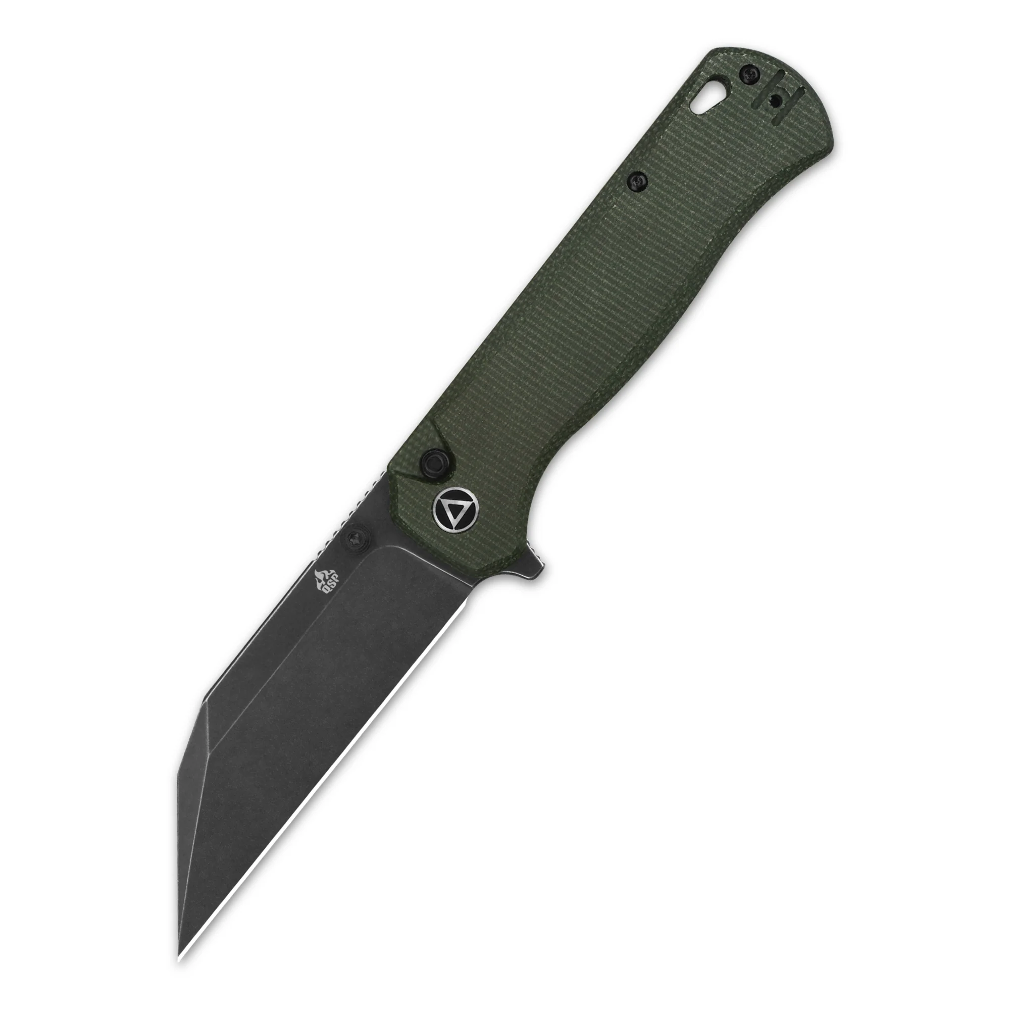 QSP Swordfish Button Lock Pocket Knife 14C28N blade Green Micarta handle - Image 5