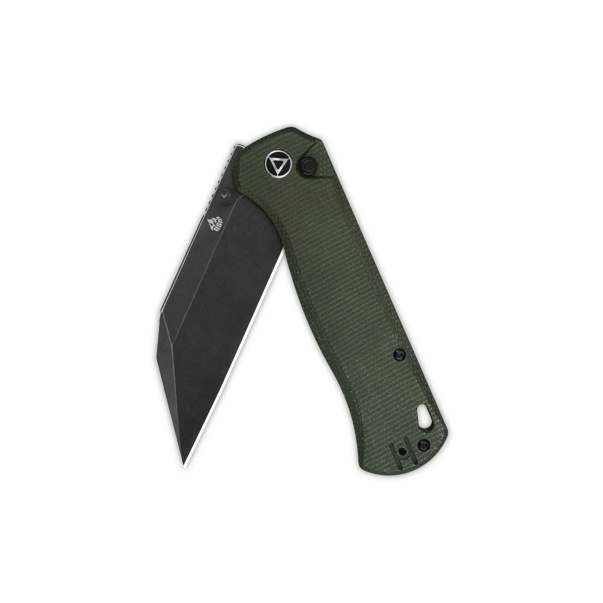 QSP Swordfish Button Lock Pocket Knife 14C28N blade Green Micarta handle - Image 8