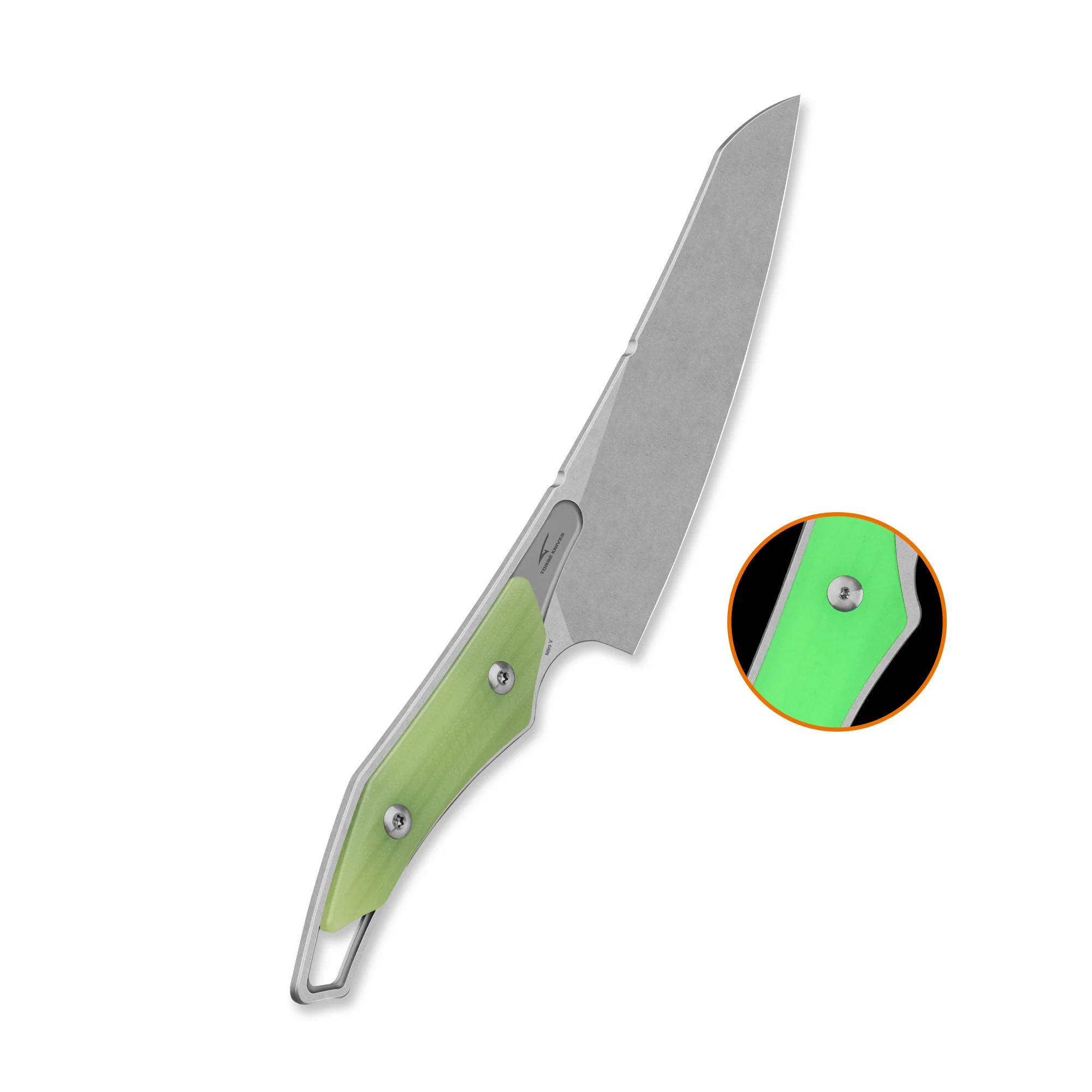 QSP T-Cook Fixed Blade Knife Nitro V Blade Glow-in-the-Dark G10 Handle - Image 3