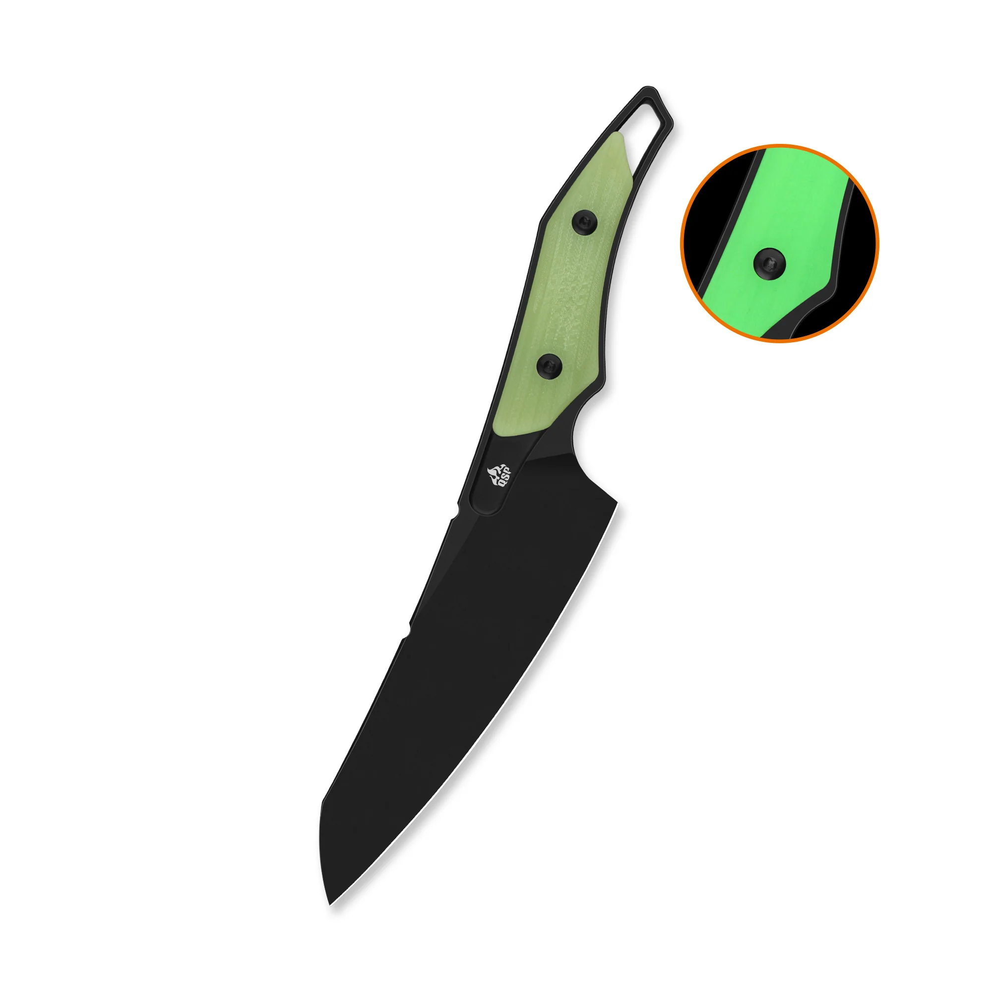 QSP T-Cook Fixed Blade Knife Nitro V Blade Glow-in-the-Dark G10 Handle - Image 5