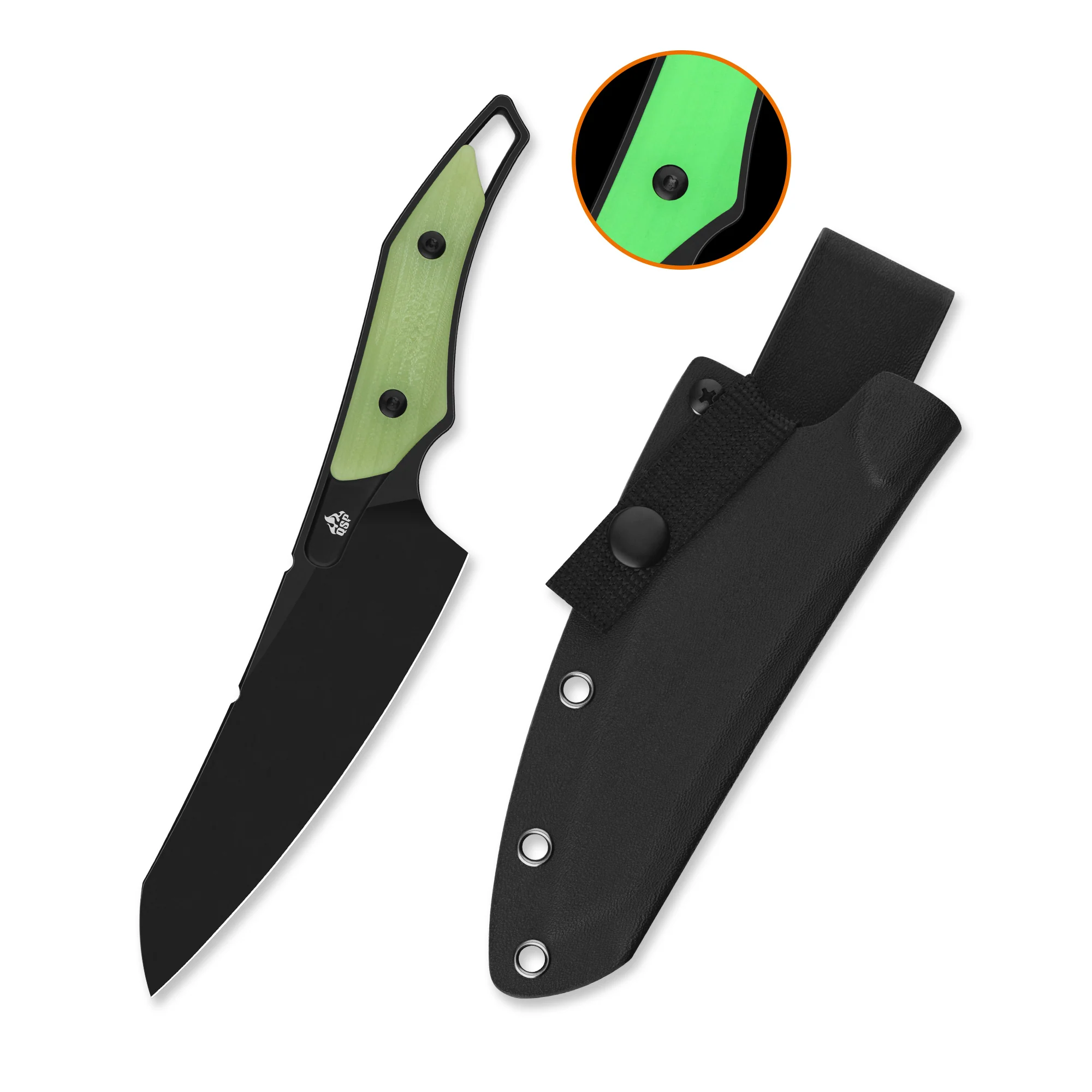 QSP T-Cook Fixed Blade Knife Nitro V Blade Glow-in-the-Dark G10 Handle - Image 6