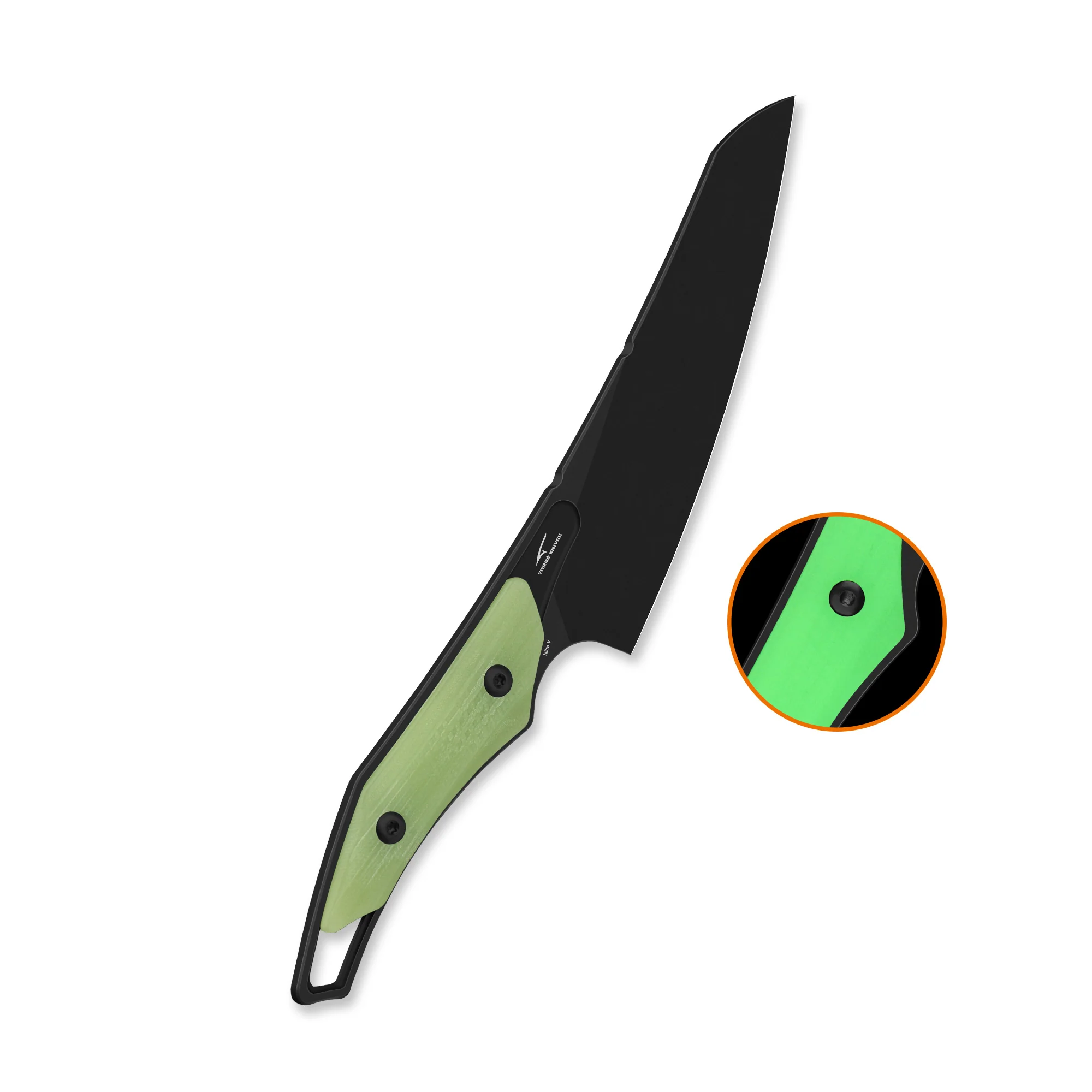 QSP T-Cook Fixed Blade Knife Nitro V Blade Glow-in-the-Dark G10 Handle - Image 7