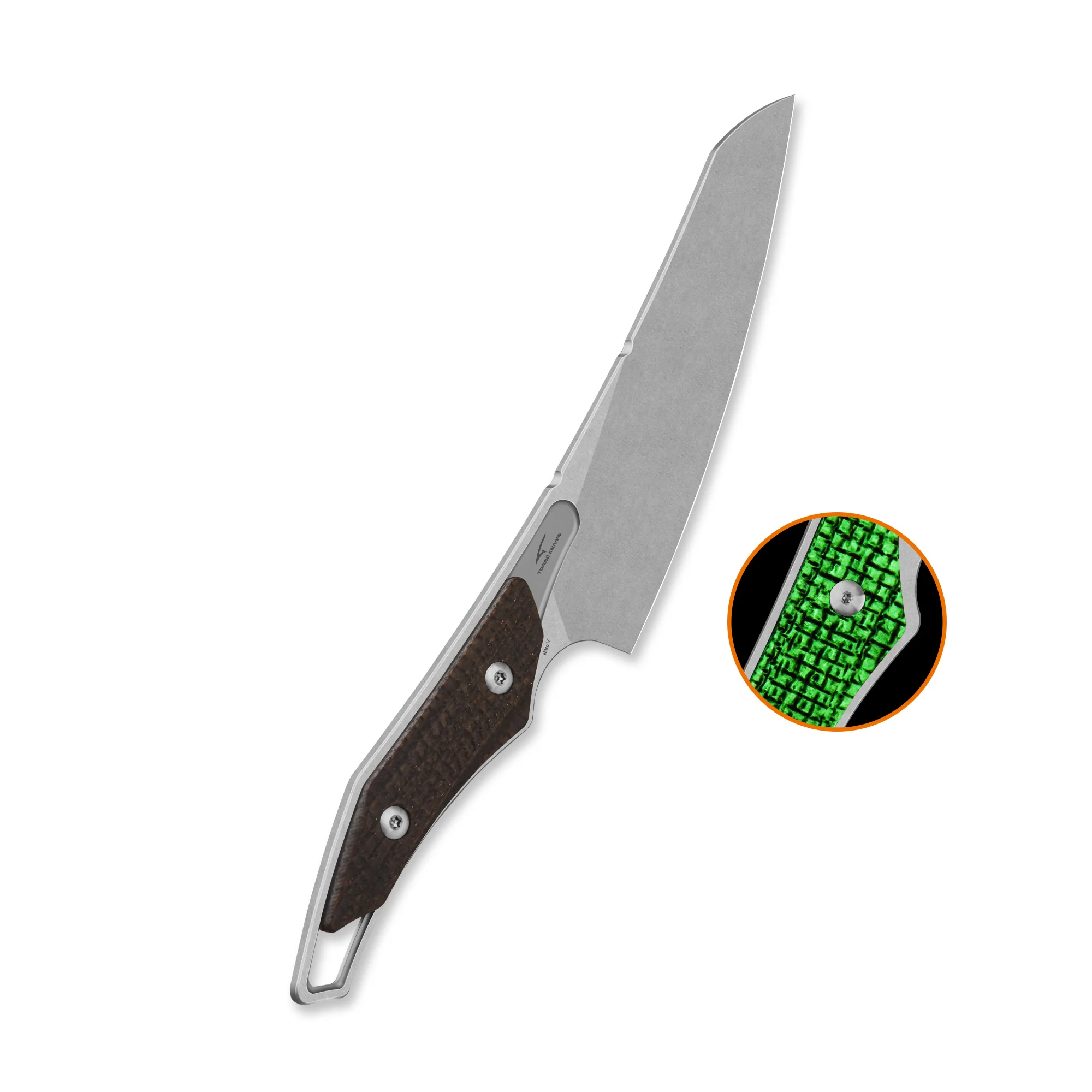 QSP T-Cook Fixed Blade Knife Nitro V Blade Glow-in-the-Dark Micarta Handle - Image 3