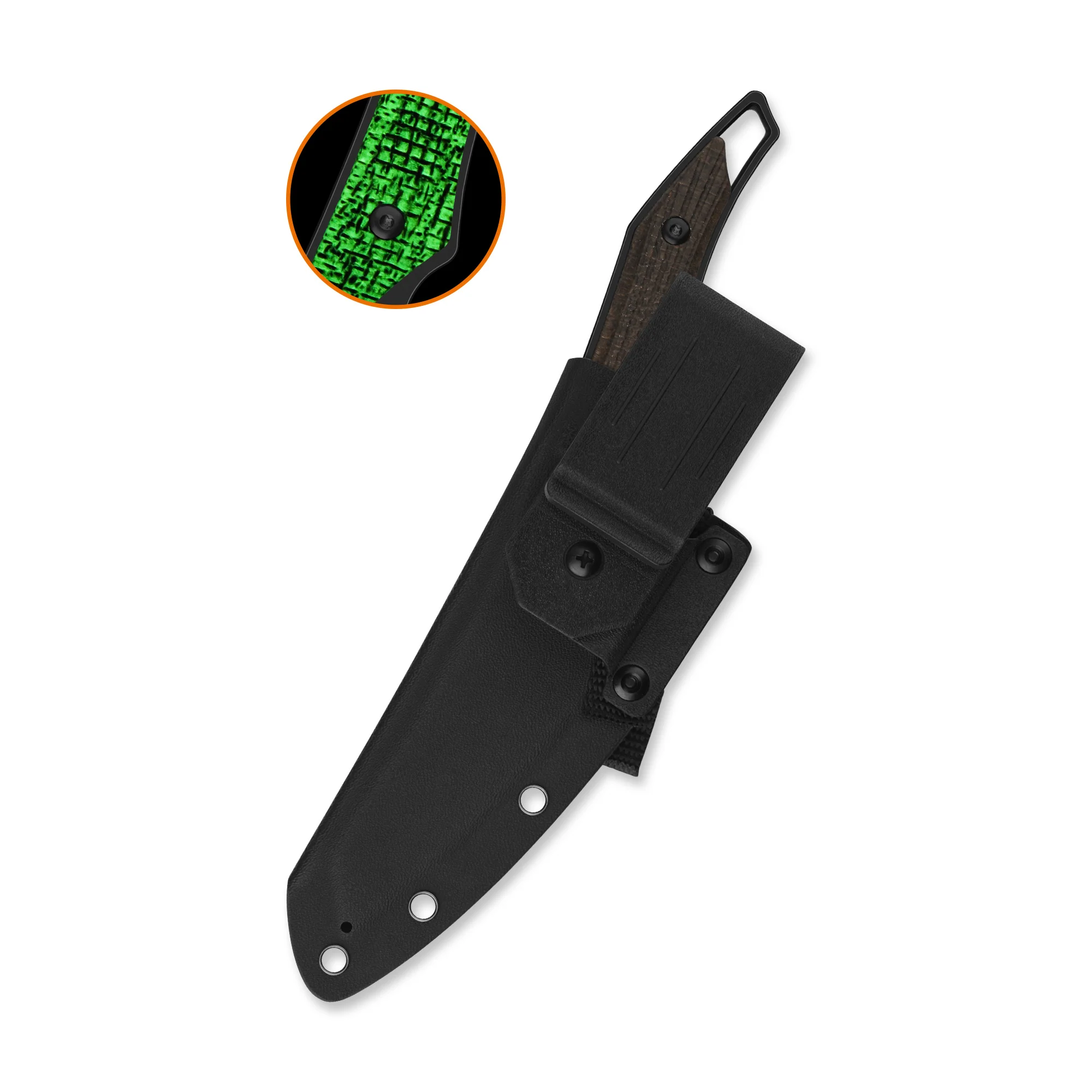 QSP T-Cook Fixed Blade Knife Nitro V Blade Glow-in-the-Dark Micarta Handle - Image 8