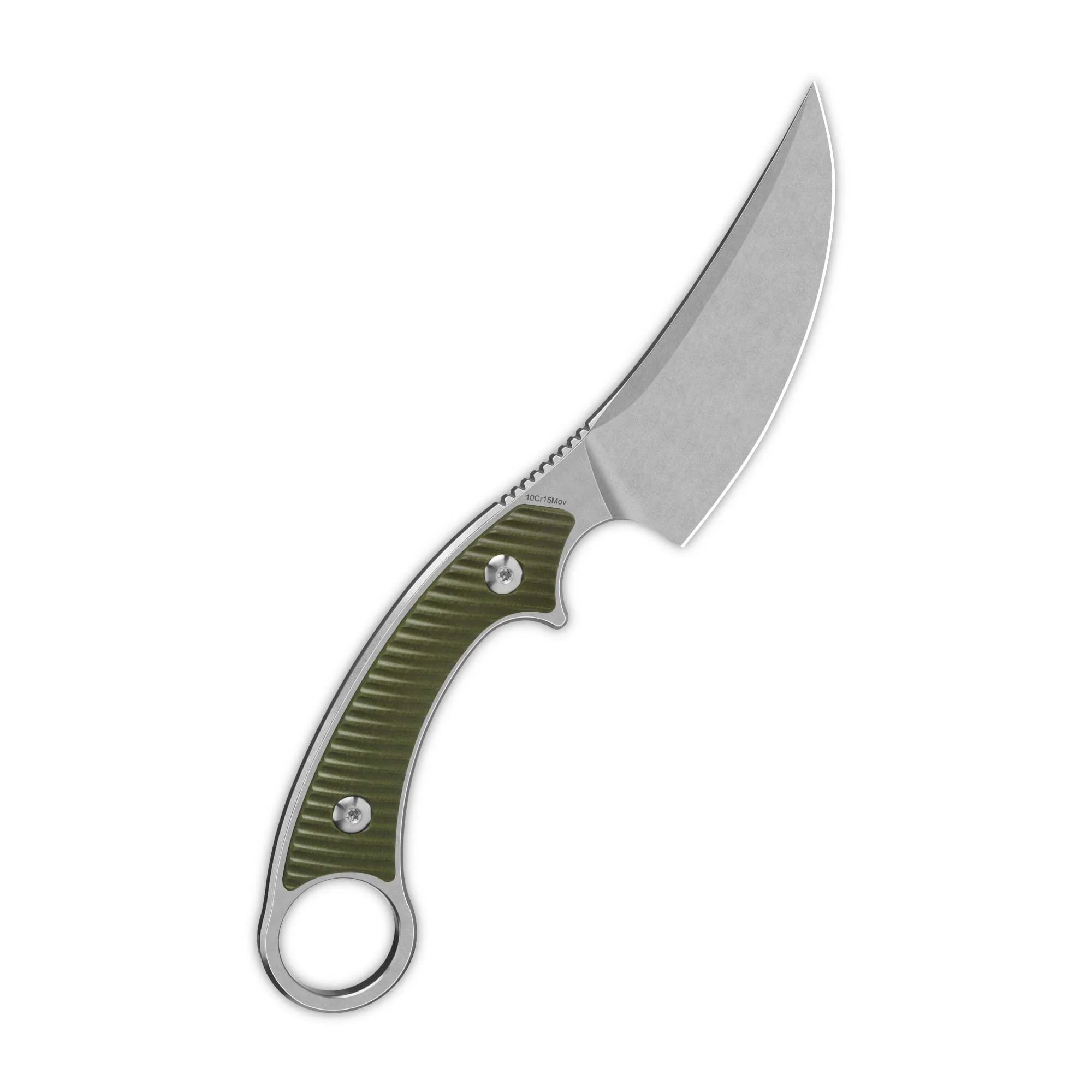 QSP Viper Fixed Blade Knife 10Cr15MoV Blade OD Green G10 Handle - Image 3