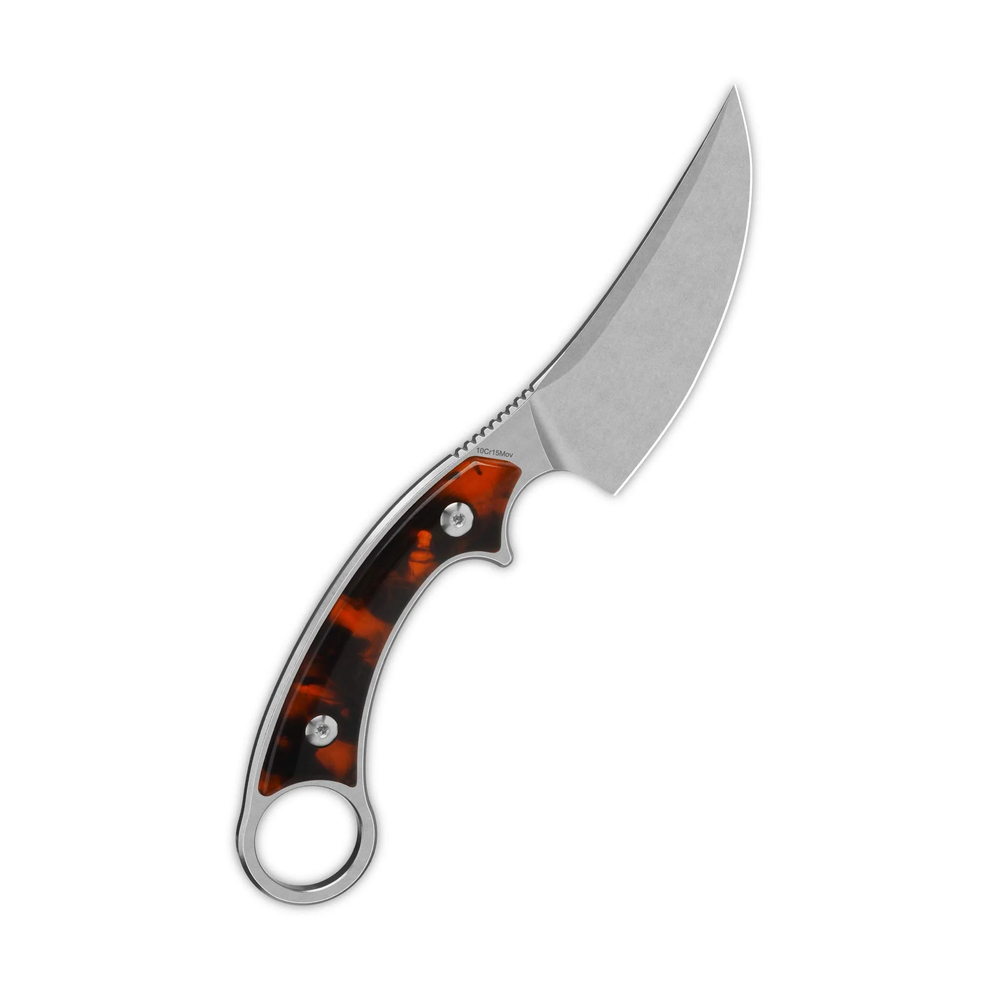QSP Viper Fixed Blade Knife 10Cr15MoV Blade Tortoise Resin Handle - Image 3