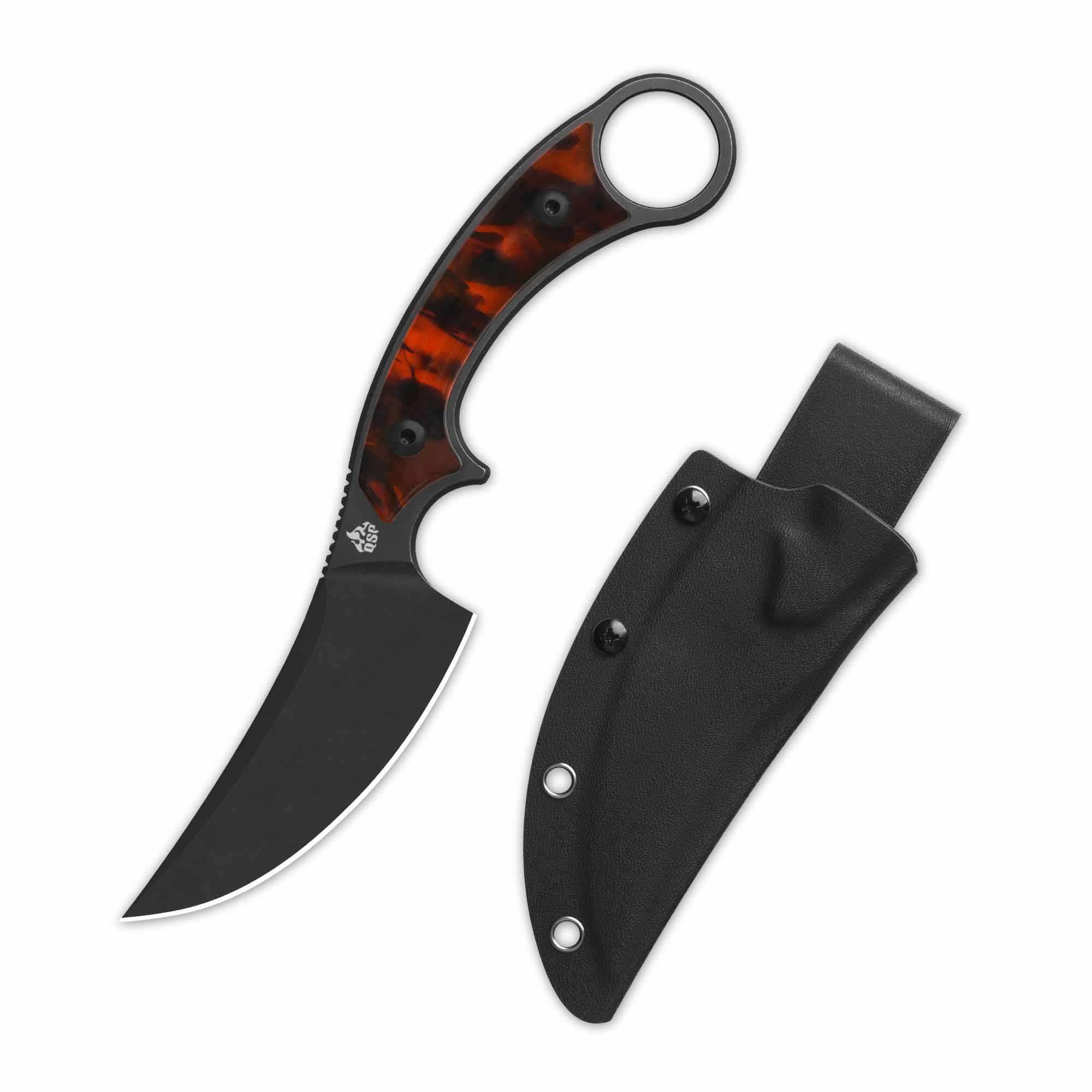 QSP Viper Fixed Blade Knife 10Cr15MoV Blade Tortoise Resin Handle - Image 7