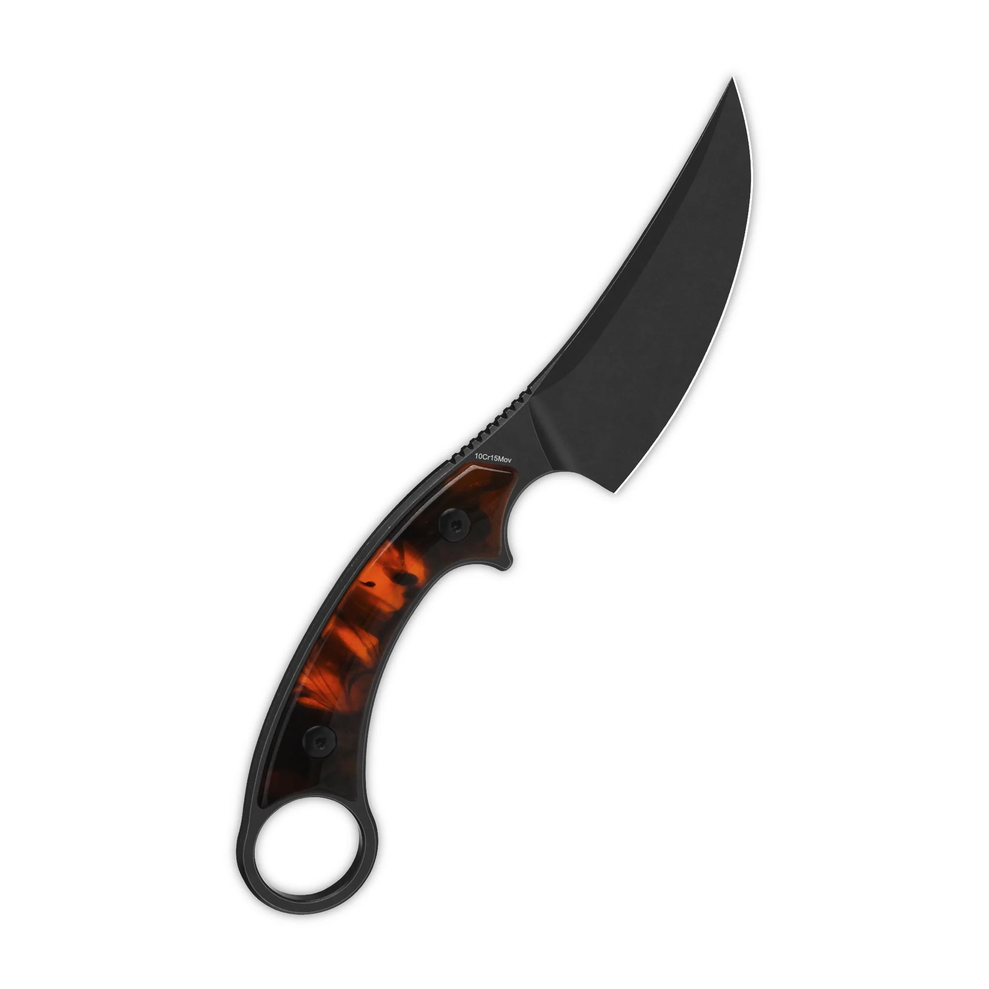 QSP Viper Fixed Blade Knife 10Cr15MoV Blade Tortoise Resin Handle - Image 8