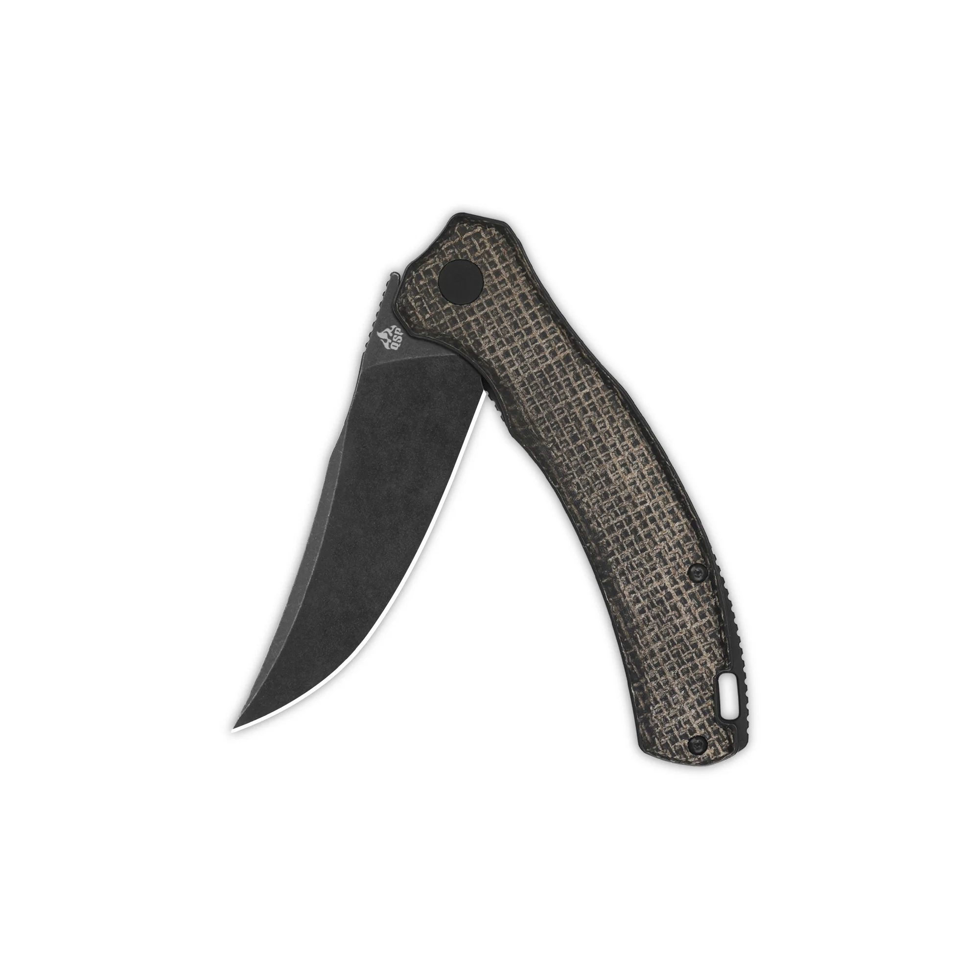 QSP Walrus Liner Lock Pocket Knife D2 Blade Dark Brown Rough Micarta Handle - Image 8