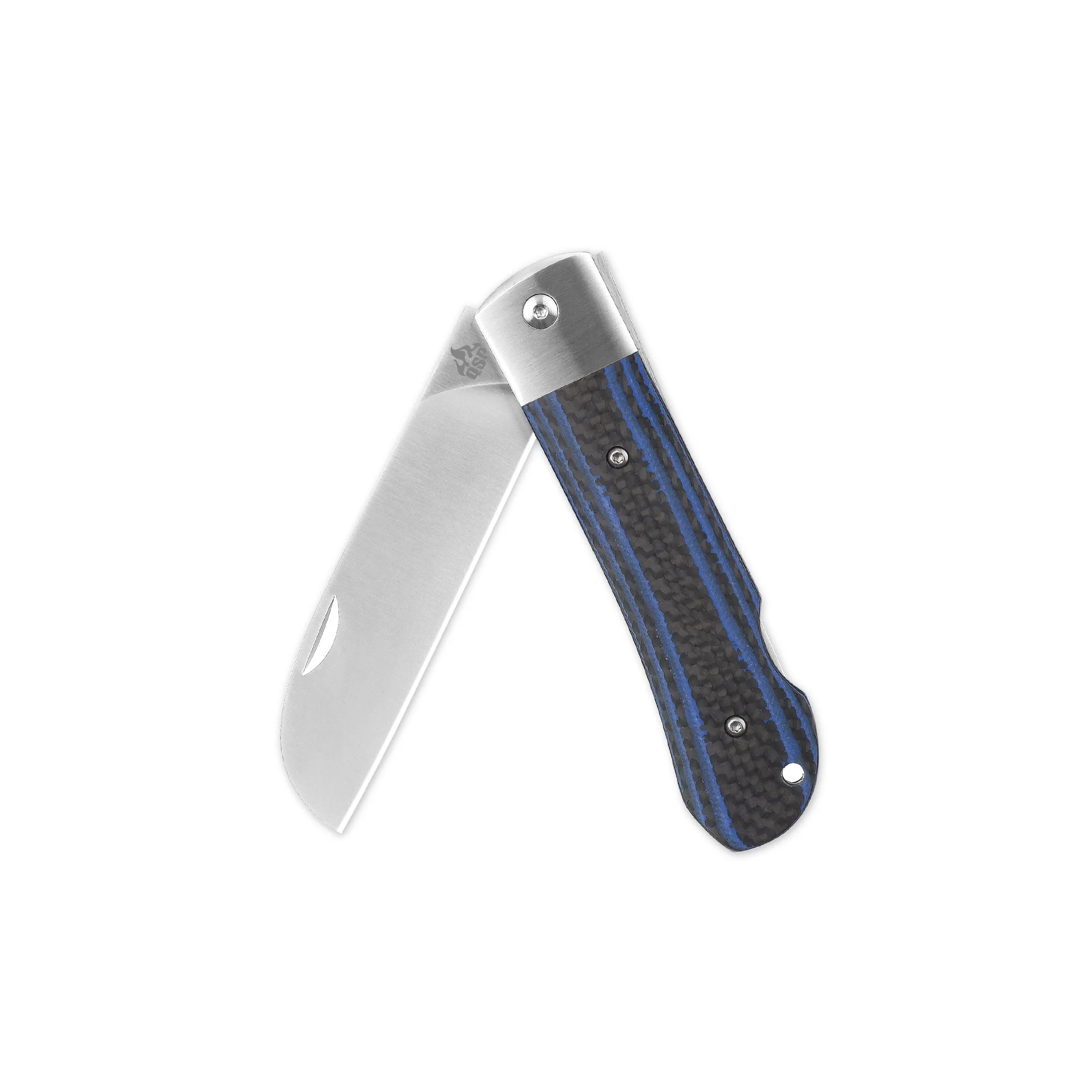QSP Worker Lock Back Pocket Knife Böhler N690 Blade CF and Blue G10 Handle - Image 4